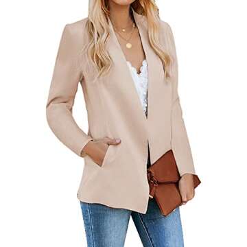 Vetinee Women's Toasted Almond Casual Open Front Blazer