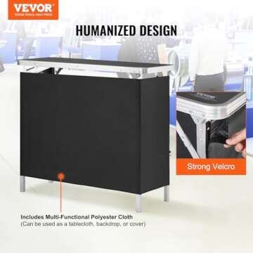 VEVOR Folding Portable Bar Table, Tradeshow Podium Table for Indoor, Outdoor, Party, Picnic, Exhibit...