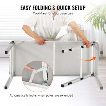 VEVOR Folding Portable Bar Table, Tradeshow Podium Table for Indoor, Outdoor, Party, Picnic, Exhibition, Includes Carrying Case, Storage Shelf and Black Skirt, 38.39" x 15.16" x 34.25"