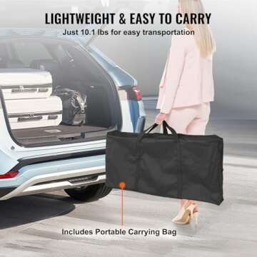 VEVOR Folding Portable Bar Table, Tradeshow Podium Table for Indoor, Outdoor, Party, Picnic, Exhibition, Includes Carrying Case, Storage Shelf and Black Skirt, 38.39" x 15.16" x 34.25"