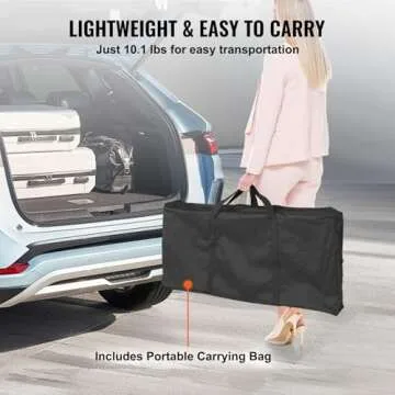 VEVOR Folding Portable Bar Table, Tradeshow Podium Table for Indoor, Outdoor, Party, Picnic, Exhibition, Includes Carrying Case, Storage Shelf and Black Skirt, 38.39" x 15.16" x 34.25"