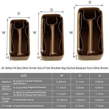 ZTUJO Purse Organizer, Felt Bag Organizer Insert for Speedy, Neverfull, Graceful, Tote, Handbag, Shaper (Large, Lighting Coffee)