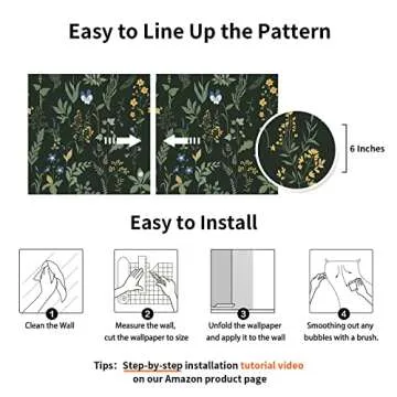 Cismmy Floral Removable Peel-and-Stick Wallpaper - Vintage Boho Design for Bedrooms, Bathrooms, Cabinets - Renter-Friendly, Easy Install, 118" x 17.7"