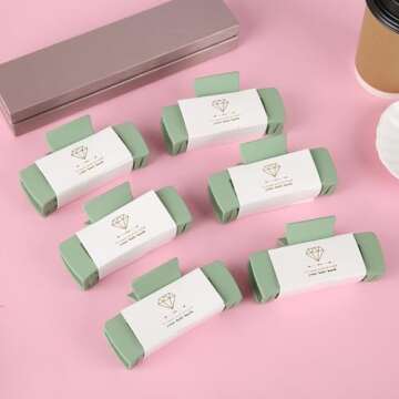 12pcs Bridesmaid Proposal Gifts 4.1inch square Bachelorette hair Claw Clip heart Sunglasses set of 6 Girls Trendy gift for Wedding Party Favors(White&Sage Green)