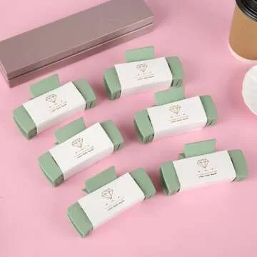 12pcs Bridesmaid Proposal Gifts 4.1inch square Bachelorette hair Claw Clip heart Sunglasses set of 6 Girls Trendy gift for Wedding Party Favors(White&Sage Green)