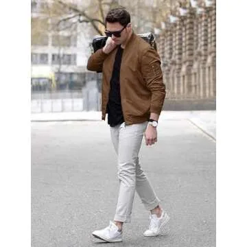 TACVASEN Bomber Jacket Men Jackets Casual Casual Jackets for Men Trendy Men's Spring Jackets Lightweight Mens Zip Up Jacket Harrington Jacket