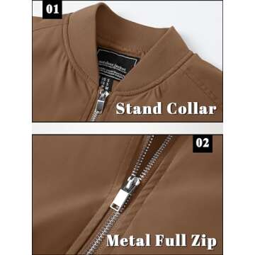 TACVASEN Bomber Jacket Men Jackets Casual Casual Jackets for Men Trendy Men's Spring Jackets Lightweight Mens Zip Up Jacket Harrington Jacket