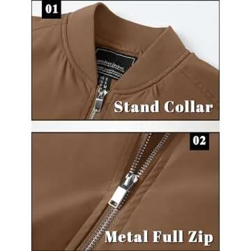 TACVASEN Bomber Jacket Men Jackets Casual Casual Jackets for Men Trendy Men's Spring Jackets Lightweight Mens Zip Up Jacket Harrington Jacket