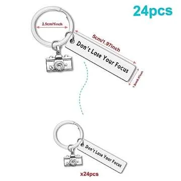 24Pcs Photographer Keychain Camera Jewelry Keychain Inspirational Gifts for Camera Lovers Photography Photo Lovers Photo Club Gift Wedding Photographer Graduation Christmas Birthday Gift for Coworker