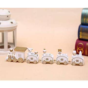 SKYYMM Mini Wooden Handmade Train Christmas Ornaments Set of 5 Trains- Handicrafts Christmas Decorat...