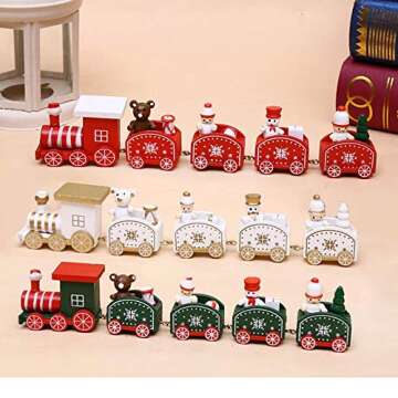 Mini Wooden Train Christmas Ornaments Set for Kids