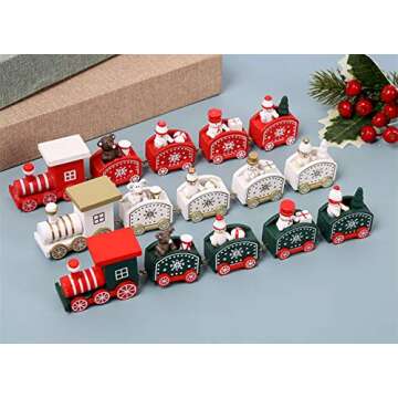 Mini Wooden Train Christmas Ornaments Set for Kids