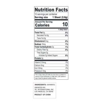 J-BASKET Seaweed Sushi Nori, 10 Sheets, Net. Wt.,1 Ounce (Pack of 1)