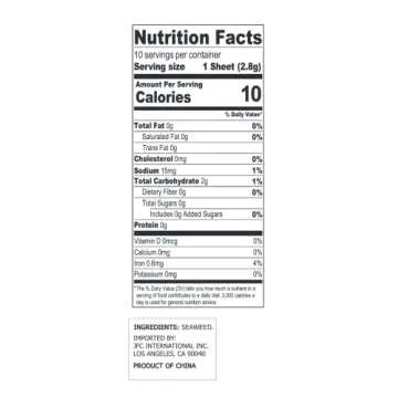 J-BASKET Seaweed Sushi Nori, 10 Sheets, Net. Wt.,1 Ounce (Pack of 1)