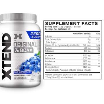 Xtend XTEND Original BCAA Powder 7g BCAA and 2.5g L-Glutamine, Sugar Free Post Workout Muscle Recovery Drink with Amino Acids for Men & Women, 90 Servings