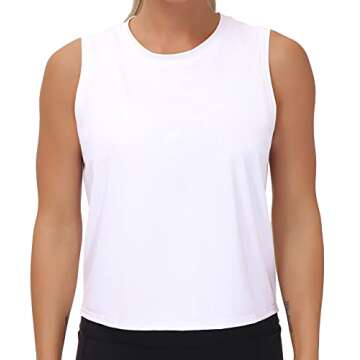 Ice Silk Workout Tops for Women Quick Dry Muscle Gym Running Shirts Sleeveless Flowy Yoga Tank Tops (White, Medium)