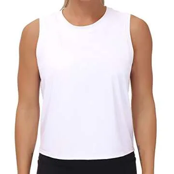 Ice Silk Workout Tops for Women Quick Dry Muscle Gym Running Shirts Sleeveless Flowy Yoga Tank Tops (White, Medium)