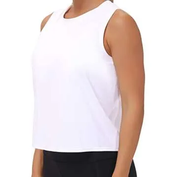 Ice Silk Workout Tops for Women Quick Dry Muscle Gym Running Shirts Sleeveless Flowy Yoga Tank Tops (White, Medium)