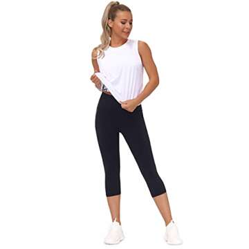 Ice Silk Workout Tops for Women Quick Dry Muscle Gym Running Shirts Sleeveless Flowy Yoga Tank Tops (White, Medium)