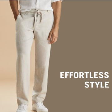 Perry Ellis Men's Linen Casual Pants - Lightweight Comfort
