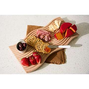 SOUL MAMA Decorative Wood Serving Board - Beech Wave Wood Tray Cutting Boards for Kitchen, Unique Wood Decor Cutting Board, Charcuterie Serving Tray Wooden Boards