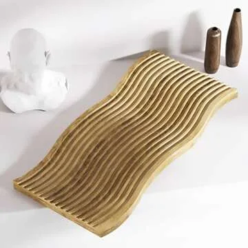 SOUL MAMA Decorative Wood Serving Board - Beech Wave Wood Tray Cutting Boards for Kitchen, Unique Wood Decor Cutting Board, Charcuterie Serving Tray Wooden Boards