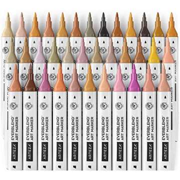ARTEZA Skin Tone Alcohol Markers Set of 36 Tones, Everblend Sketch Pens with Dual Tips, Fine and Broad Chisel