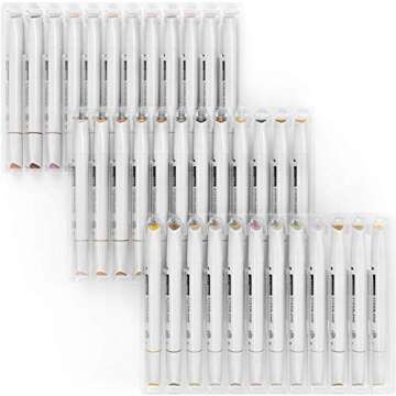 ARTEZA Skin Tone Alcohol Markers Set of 36 Tones, Everblend Sketch Pens with Dual Tips, Fine and Broad Chisel