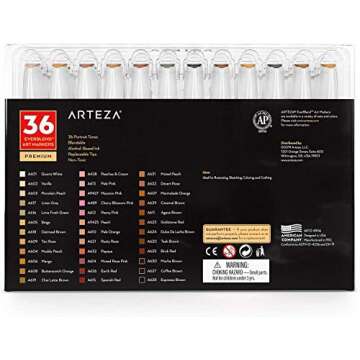 ARTEZA Skin Tone Alcohol Markers Set of 36 Tones, Everblend Sketch Pens with Dual Tips, Fine and Broad Chisel