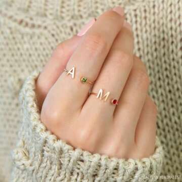 CAITLYNMINIMALIST Custom Birthstone Ring - Personalized Gift Idea for Women