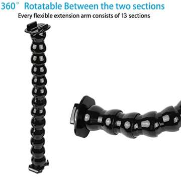 Jaws Flex Clamp Smartphone Mount with Adjustable Gooseneck（13 Sections） Compatible with iPhone Samsung,and GoPro Hero 9,8,7,6,5,4, 3+, 2, 1, DJI Osmo Action Camera Mounts and Most Action Cameras