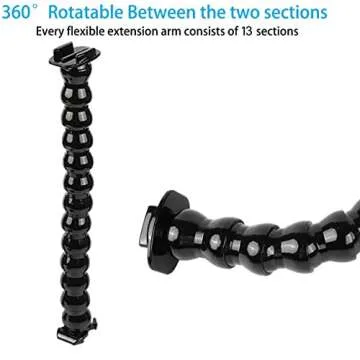 Jaws Flex Clamp Smartphone Mount with Adjustable Gooseneck（13 Sections） Compatible with iPhone Samsung,and GoPro Hero 9,8,7,6,5,4, 3+, 2, 1, DJI Osmo Action Camera Mounts and Most Action Cameras