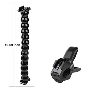 Jaws Flex Clamp Smartphone Mount with Adjustable Gooseneck（13 Sections） Compatible with iPhone Samsung,and GoPro Hero 9,8,7,6,5,4, 3+, 2, 1, DJI Osmo Action Camera Mounts and Most Action Cameras