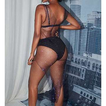 FlyCC Sexy See Through Mesh Beach Dress Cover Up