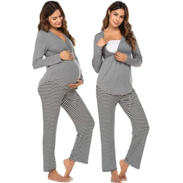 Ekouaer Women's Stylish Maternity Pajama Set for Nursing