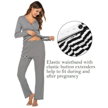 Ekouaer Women's Stylish Maternity Pajama Set for Nursing