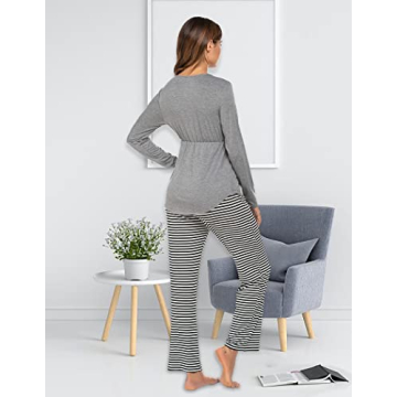 Ekouaer Women's Stylish Maternity Pajama Set for Nursing