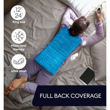 GENIANI Extra Large Electric Heating Pad for Back Pain and Cramps Relief - Auto Shut Off - Soft Heat Pad for Moist & Dry Therapy - Heat Patch (Aqua Blue)