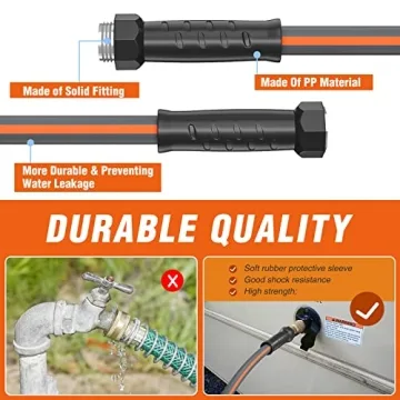 GREENER 50FT Hybrid Garden Hose Durable All Weather Solution