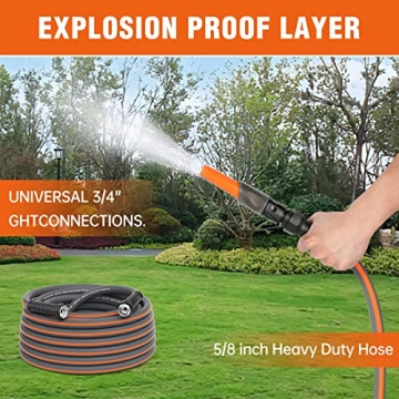GREENER 50FT Hybrid Garden Hose Durable All Weather Solution