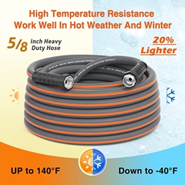 GREENER 50FT Hybrid Garden Hose Durable All Weather Solution