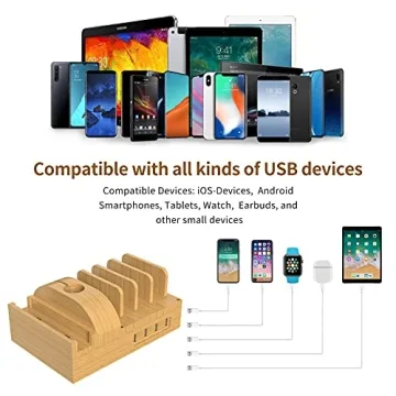7-Port Bamboo Charging Station for All Devices