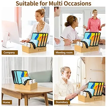 7-Port Bamboo Charging Station for All Devices
