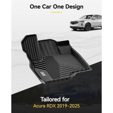 3W Floor Mats Fit for Acura RDX 2019-2024 2025, All Weather Waterproof Custom Fit Automotive Floor L...
