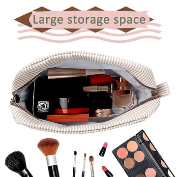 GFU Seersucker Cosmetic Bag Large Travel Toiletry Makeup Organizer