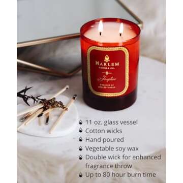 Harlem Candle Co. Josephine Candle - Luxurious 80 Hour Burn
