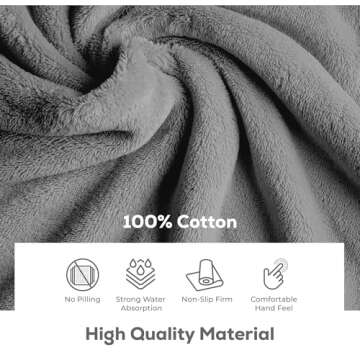 ALIBI Bath Mat Floor Towel Set | 2 Pack of Super Soft & Absorbent Luxury Cotton Towels | Hotel, Spa, Shower & Bathroom Step Out of Tub Floor Mats [NOT a Bathroom Rug] |Machine Washable - Grey 22 X 34
