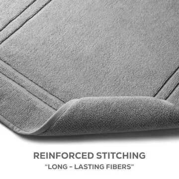 ALIBI Bath Mat Floor Towel Set | 2 Pack of Super Soft & Absorbent Luxury Cotton Towels | Hotel, Spa, Shower & Bathroom Step Out of Tub Floor Mats [NOT a Bathroom Rug] |Machine Washable - Grey 22 X 34