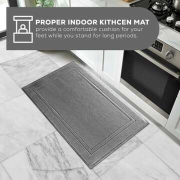 ALIBI Bath Mat Floor Towel Set | 2 Pack of Super Soft & Absorbent Luxury Cotton Towels | Hotel, Spa, Shower & Bathroom Step Out of Tub Floor Mats [NOT a Bathroom Rug] |Machine Washable - Grey 22 X 34