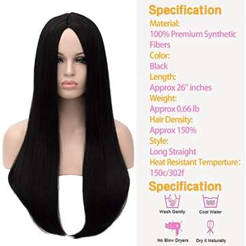 Kalyss 26 inches Women's Wig Long Straight Imported Synthetic Cosplay Costume Hair Wig